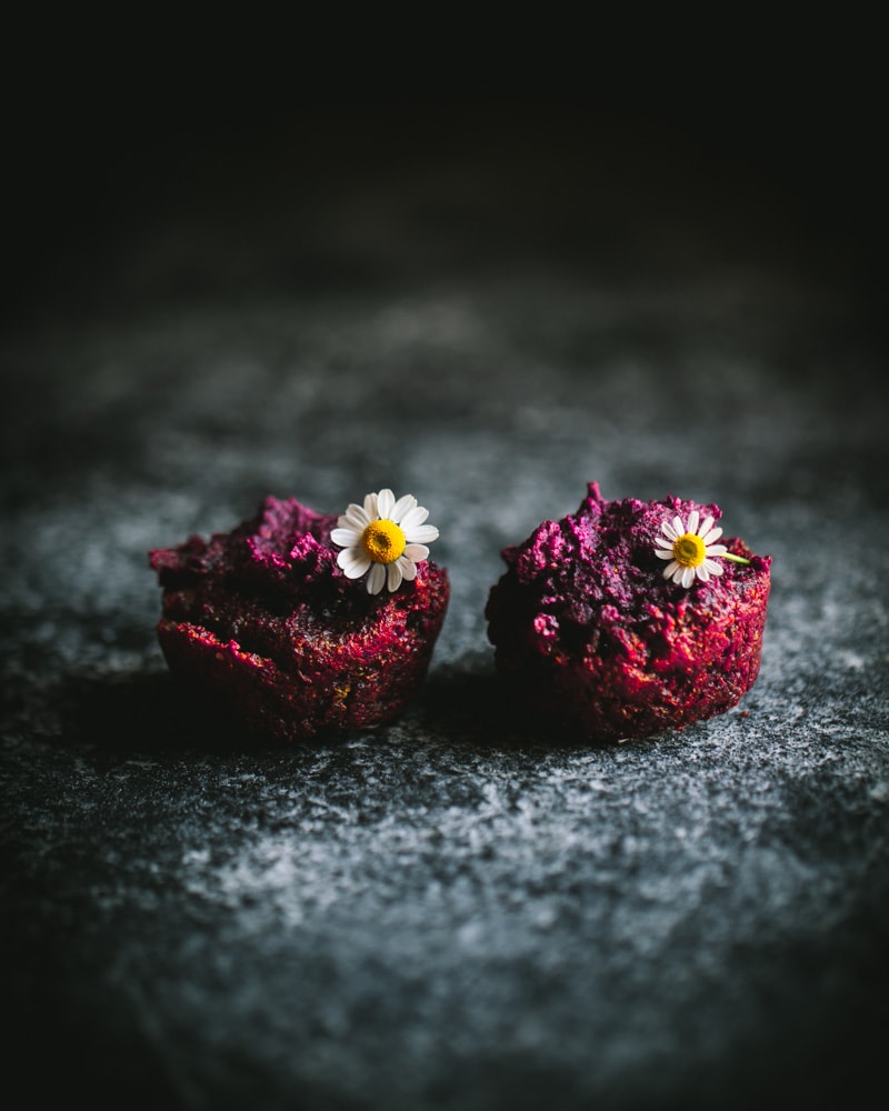 2 gluten free vegan quinoa and beetroot muffins